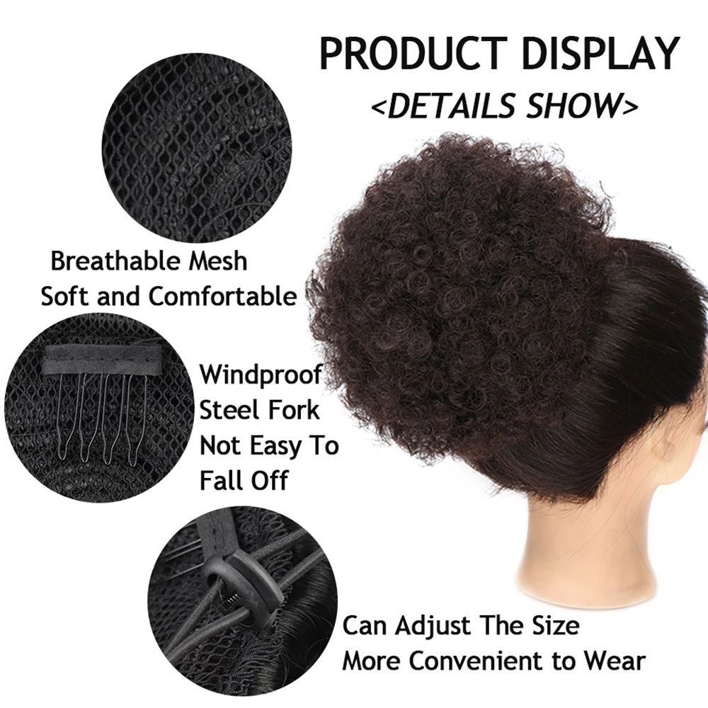 Synthetic 10Inch Big Afro Puff - Drawstring Afro Curly Puff Ponytail ulasan dan harga