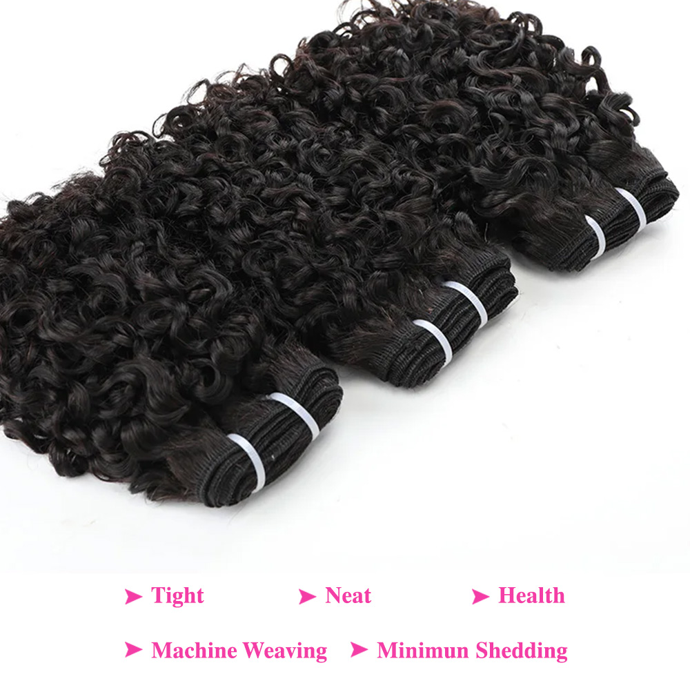 Pixie Curl Hair Bundles with C - Deep Wave 3 Bundles With Closure ulasan dan harga
