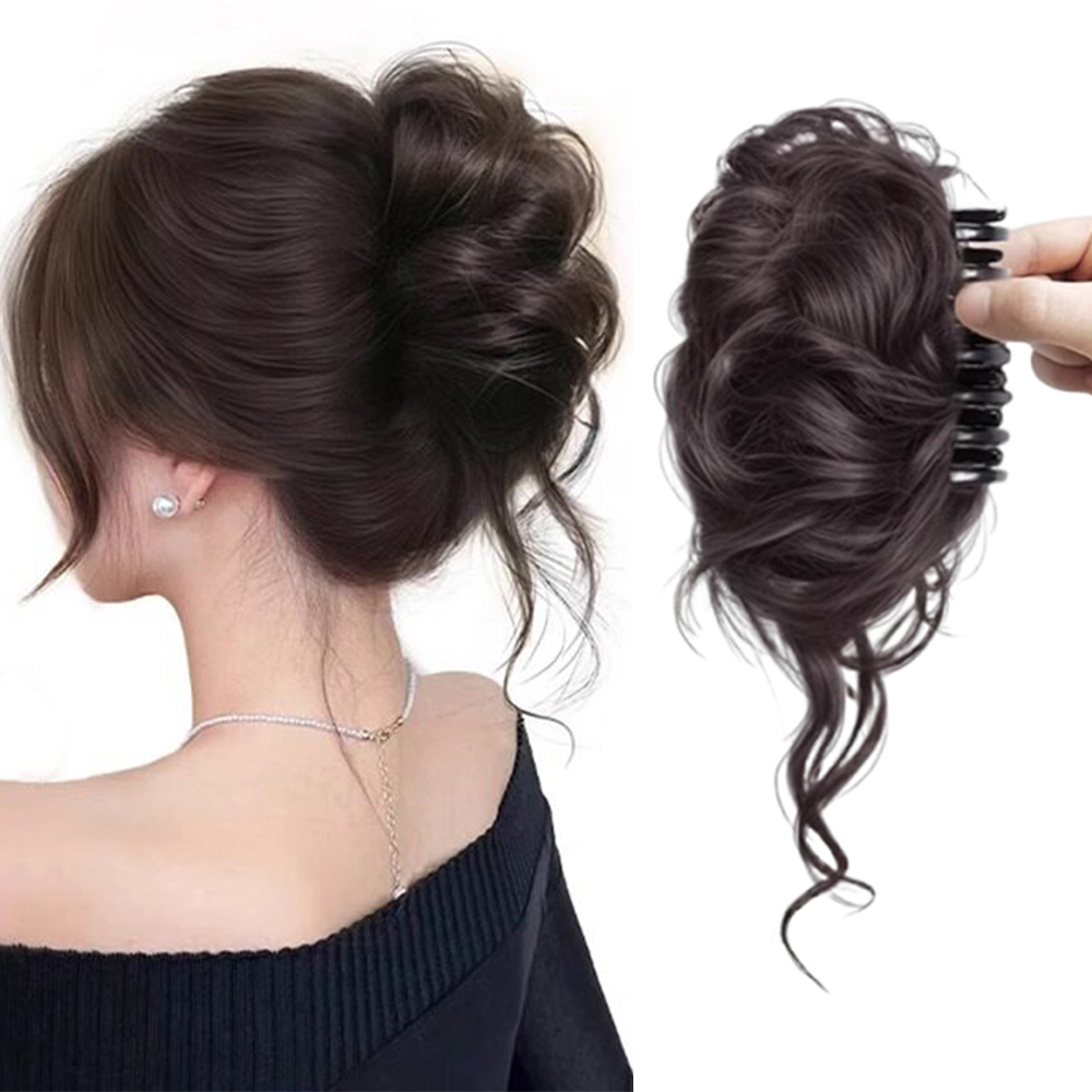 1pc Elegant Chignon Bun Extens - Claw Clip Messy Bun Hair Piece ulasan dan harga