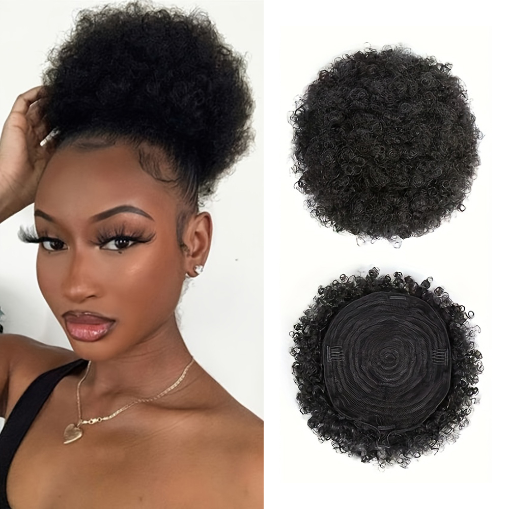Afro Kinky Puffs 100% Human Ha - Drawstring Afro Curly Puff Ponytail ulasan dan harga
