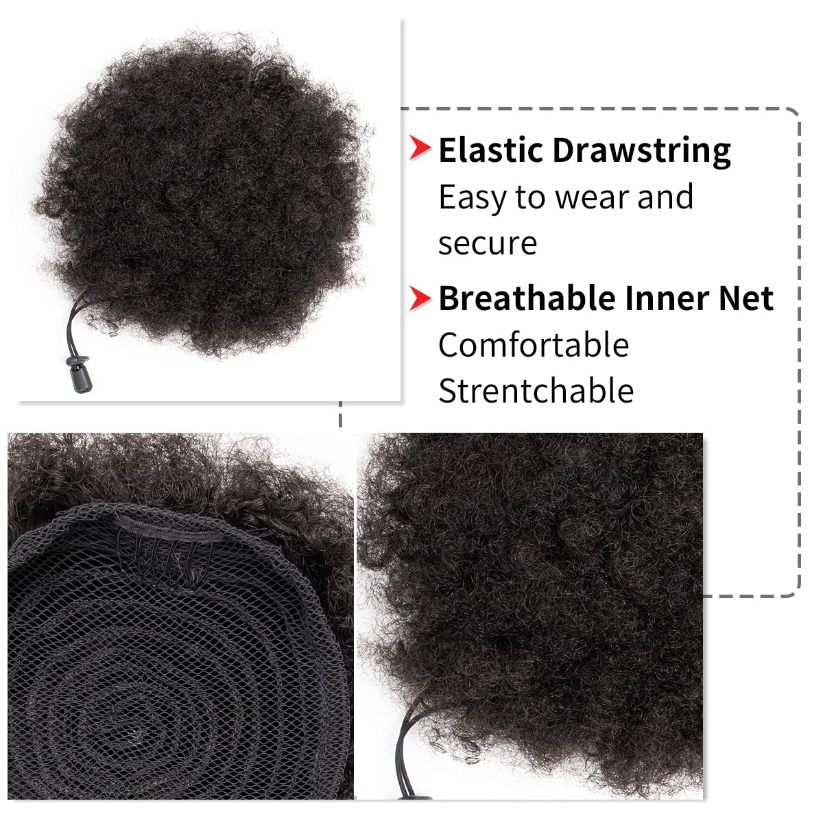 Afro Kinky Puffs 100% Human Ha - Drawstring Afro Curly Puff Ponytail ulasan dan harga