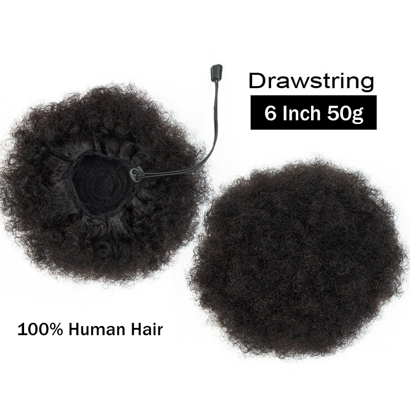 Afro Kinky Puffs 100% Human Ha - Drawstring Afro Curly Puff Ponytail ulasan dan harga